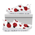 Red Ladybug Pattern Print White Running Shoes