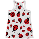Red Ladybug Pattern Print Women's Racerback Tank Top