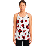 Red Ladybug Pattern Print Women's Racerback Tank Top