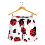 Red Ladybug Pattern Print Women's Shorts