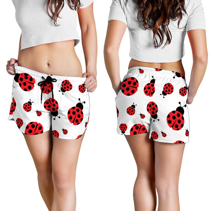 Red Ladybug Pattern Print Women's Shorts