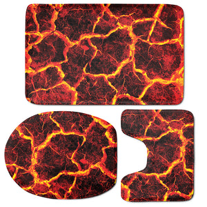 Red Lava Print 3 Piece Bath Mat Set