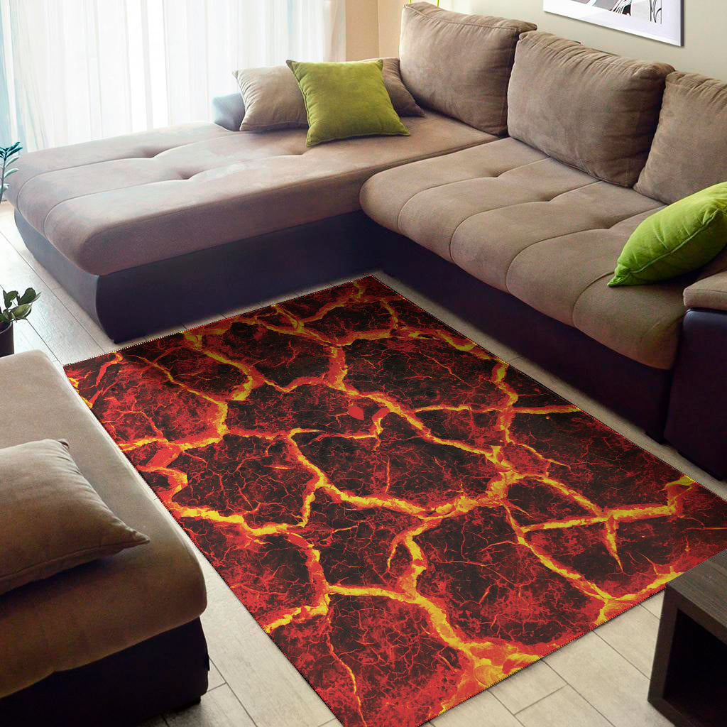 Red Lava Print Area Rug