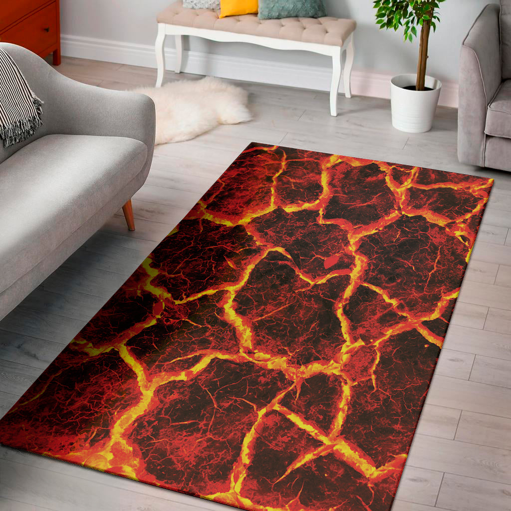 Red Lava Print Area Rug
