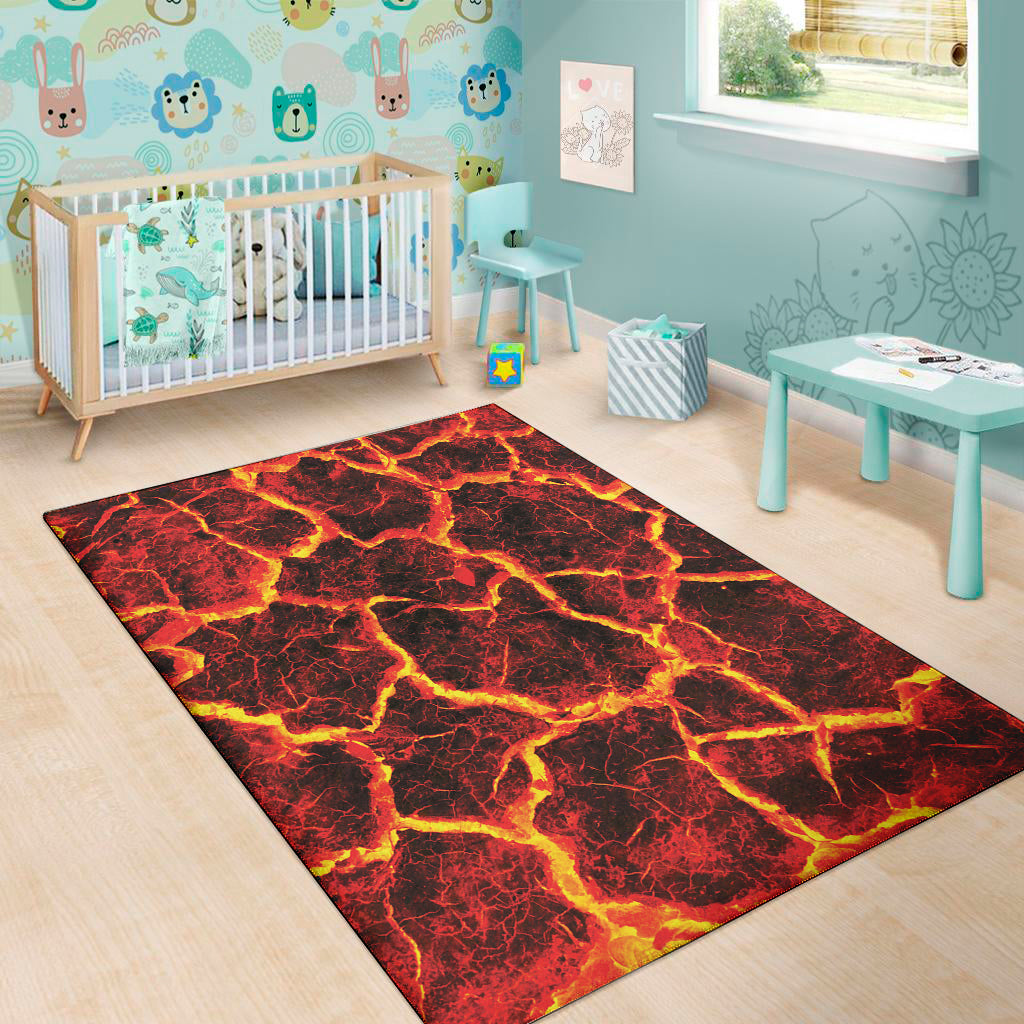 Red Lava Print Area Rug