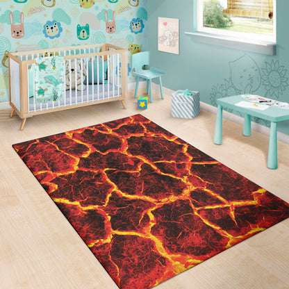 Red Lava Print Area Rug