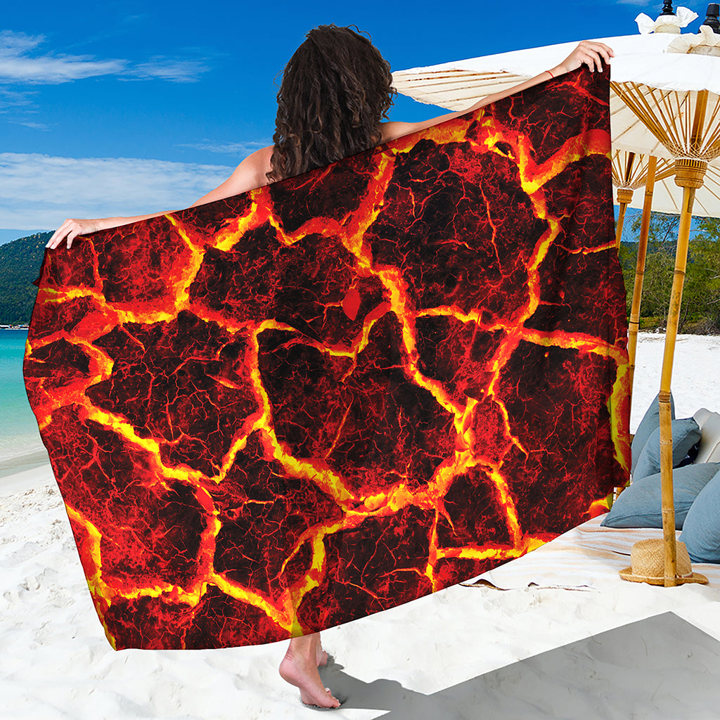 Red Lava Print Beach Sarong Wrap