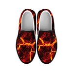 Red Lava Print Black Slip On Shoes