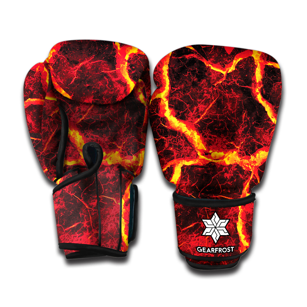 Red Lava Print Boxing Gloves