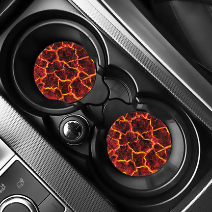 Red Lava Print Car Coasters