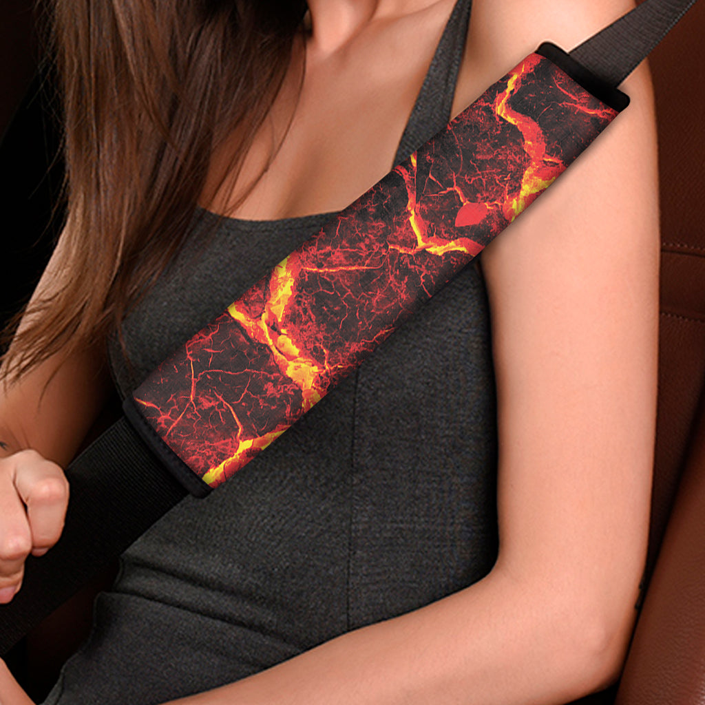 Red Lava Print Car Seat Belt Covers