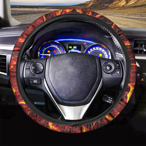 Red Lava Print Car Steering Wheel Cover