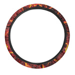 Red Lava Print Car Steering Wheel Cover