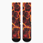 Red Lava Print Crew Socks