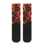 Red Lava Print Crew Socks