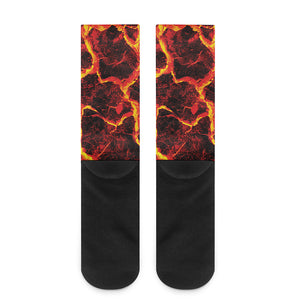 Red Lava Print Crew Socks