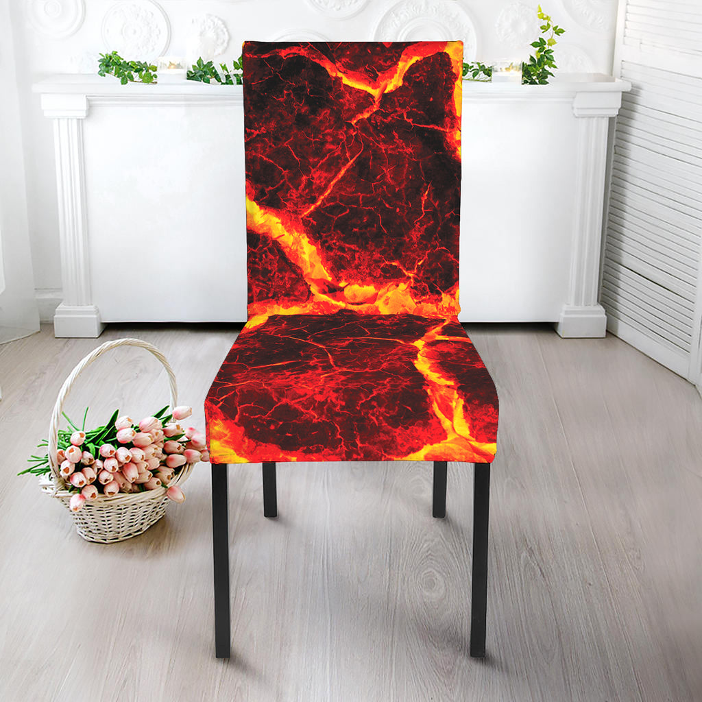 Red Lava Print Dining Chair Slipcover