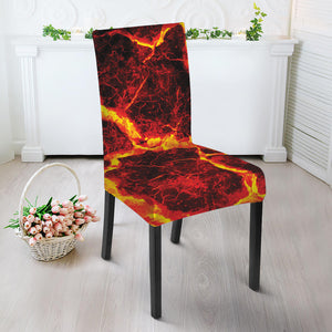 Red Lava Print Dining Chair Slipcover