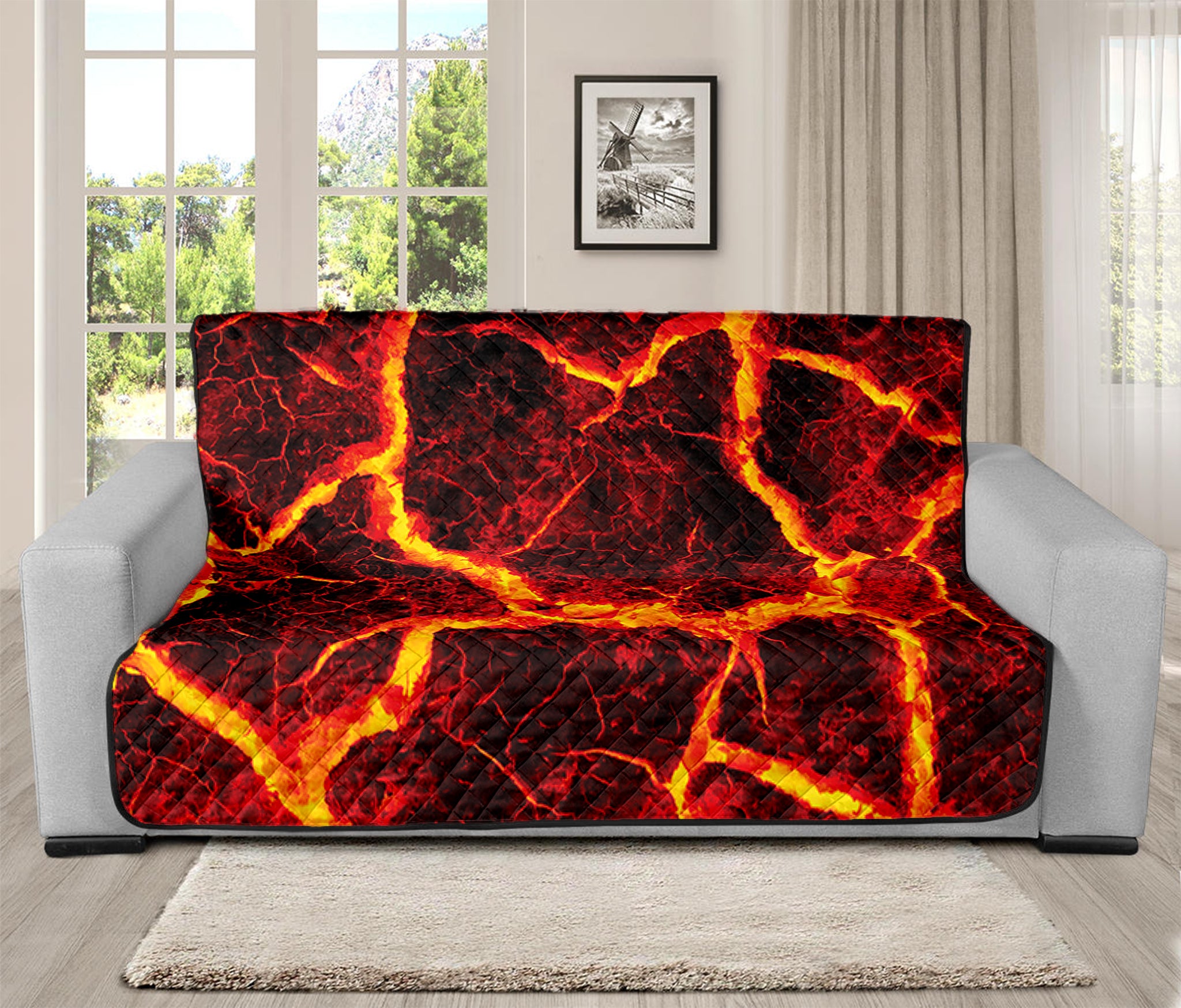 Red Lava Print Futon Protector