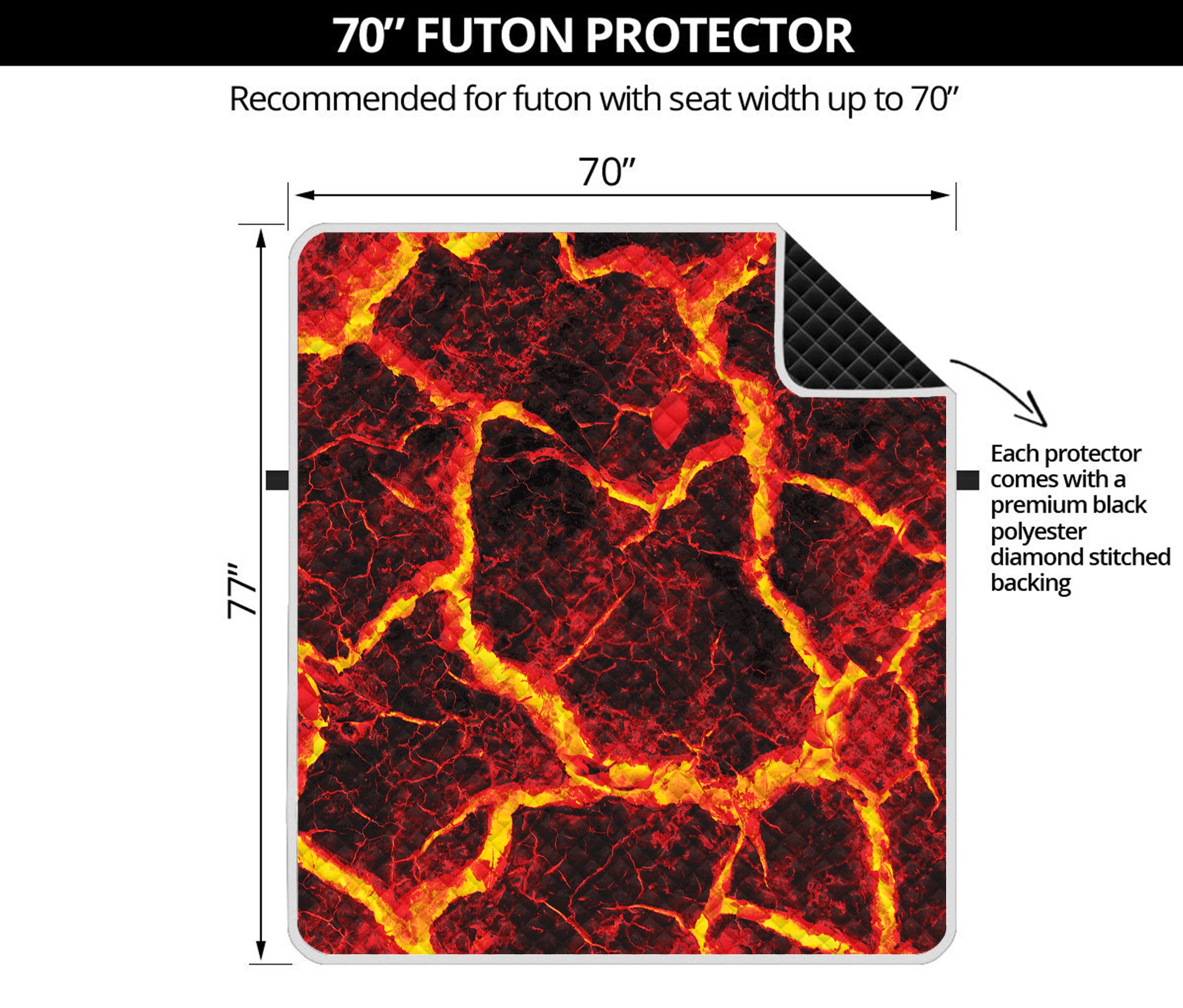 Red Lava Print Futon Protector