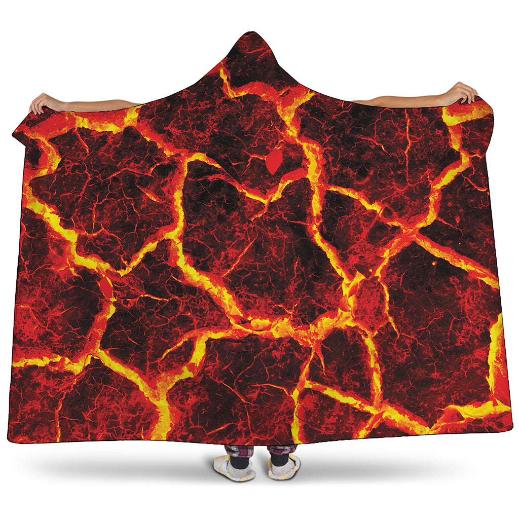 Red Lava Print Hooded Blanket