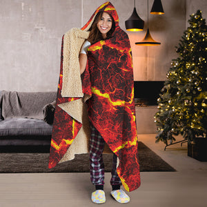 Red Lava Print Hooded Blanket