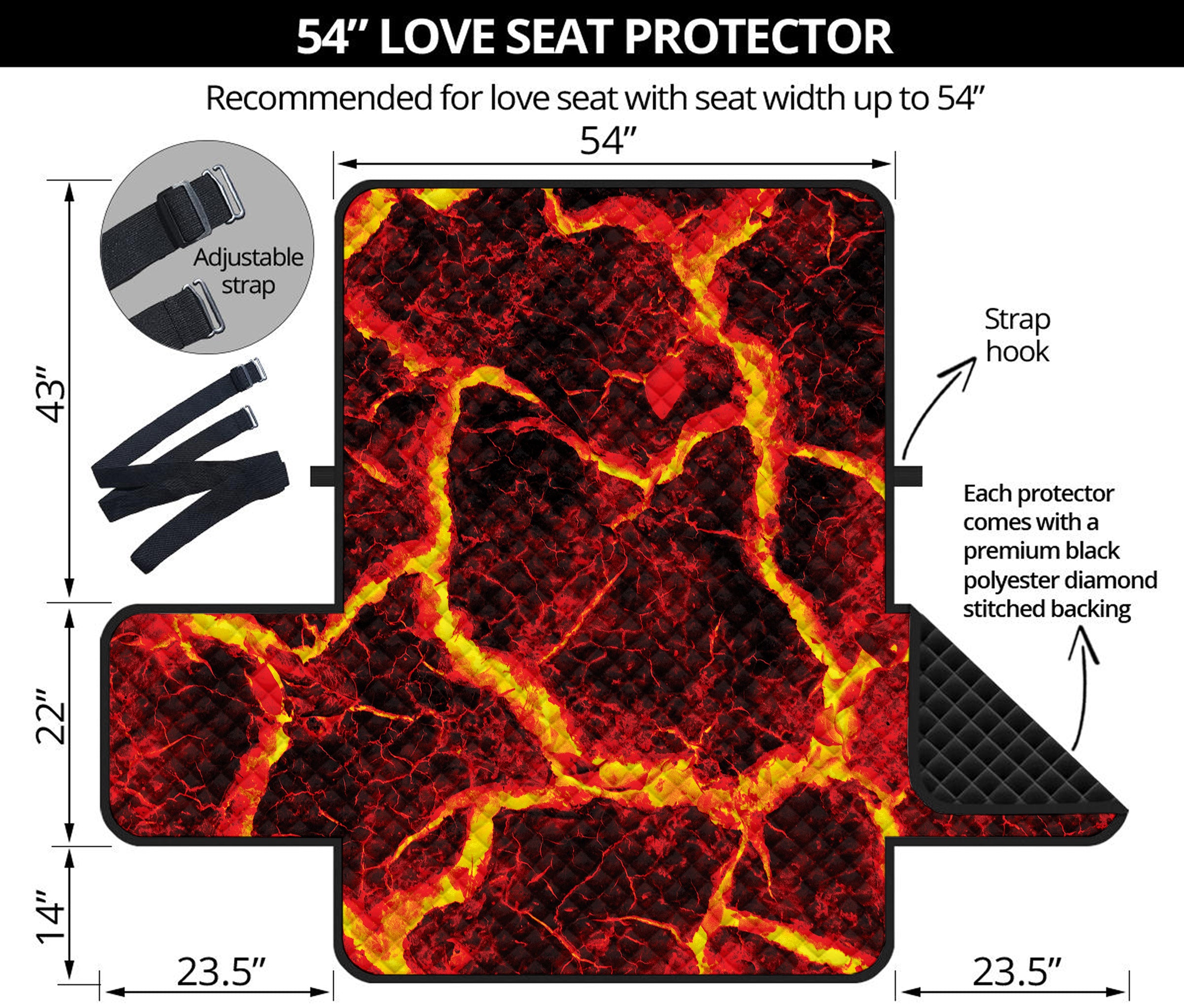 Red Lava Print Loveseat Protector