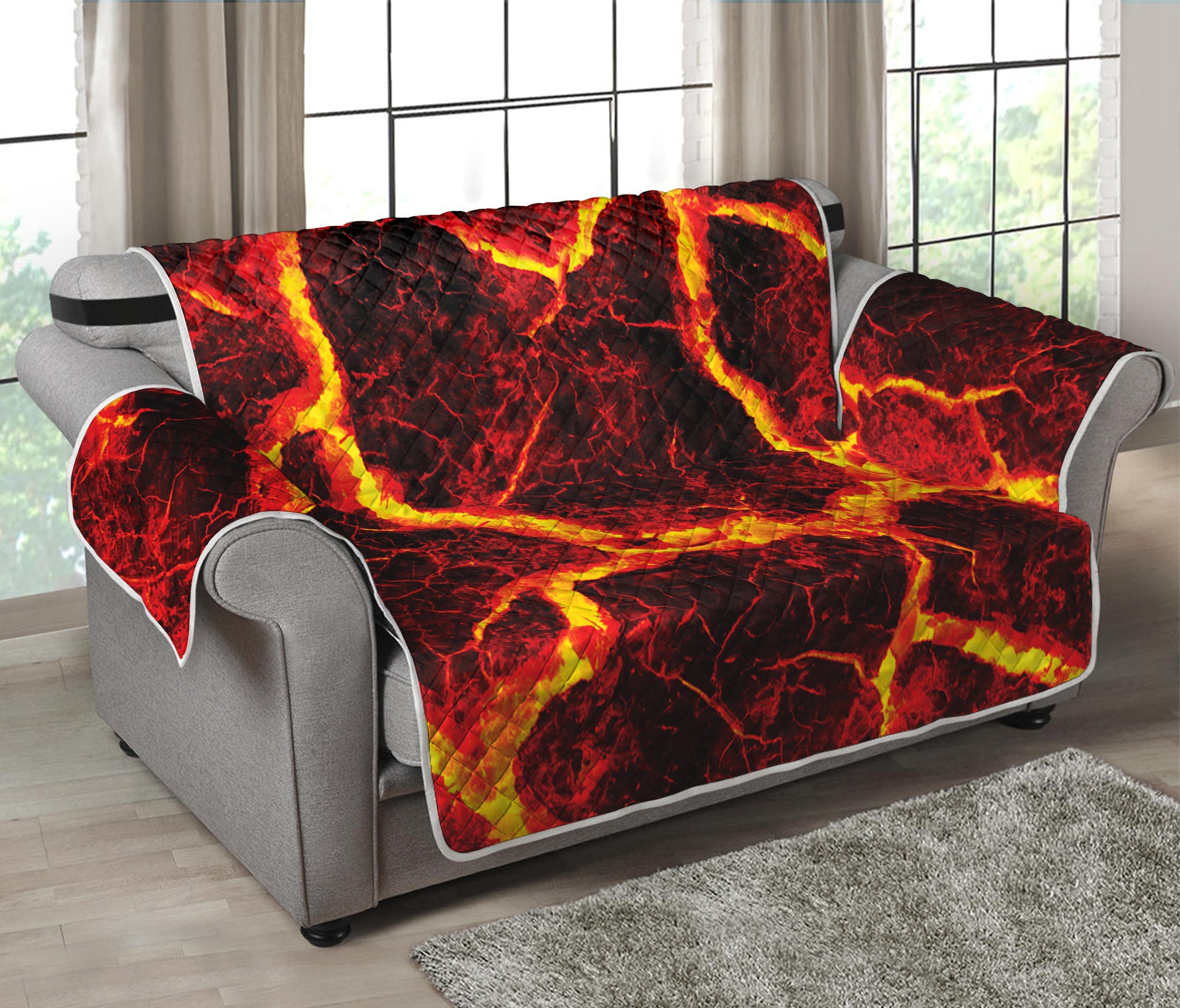 Red Lava Print Loveseat Protector