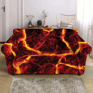 Red Lava Print Loveseat Slipcover