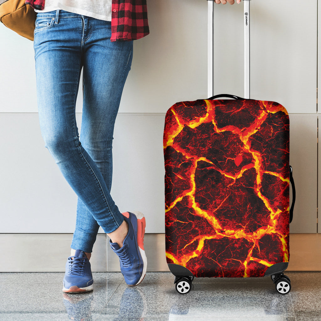 Red Lava Print Luggage Cover