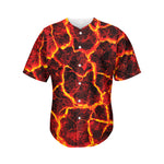 Red Lava Print Men's Baseball Jersey