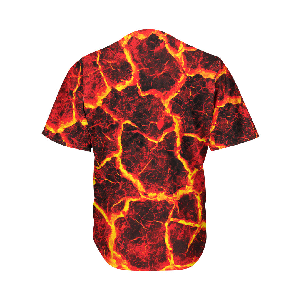 Red Lava Print Men's Baseball Jersey