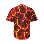 Red Lava Print Men's Baseball Jersey