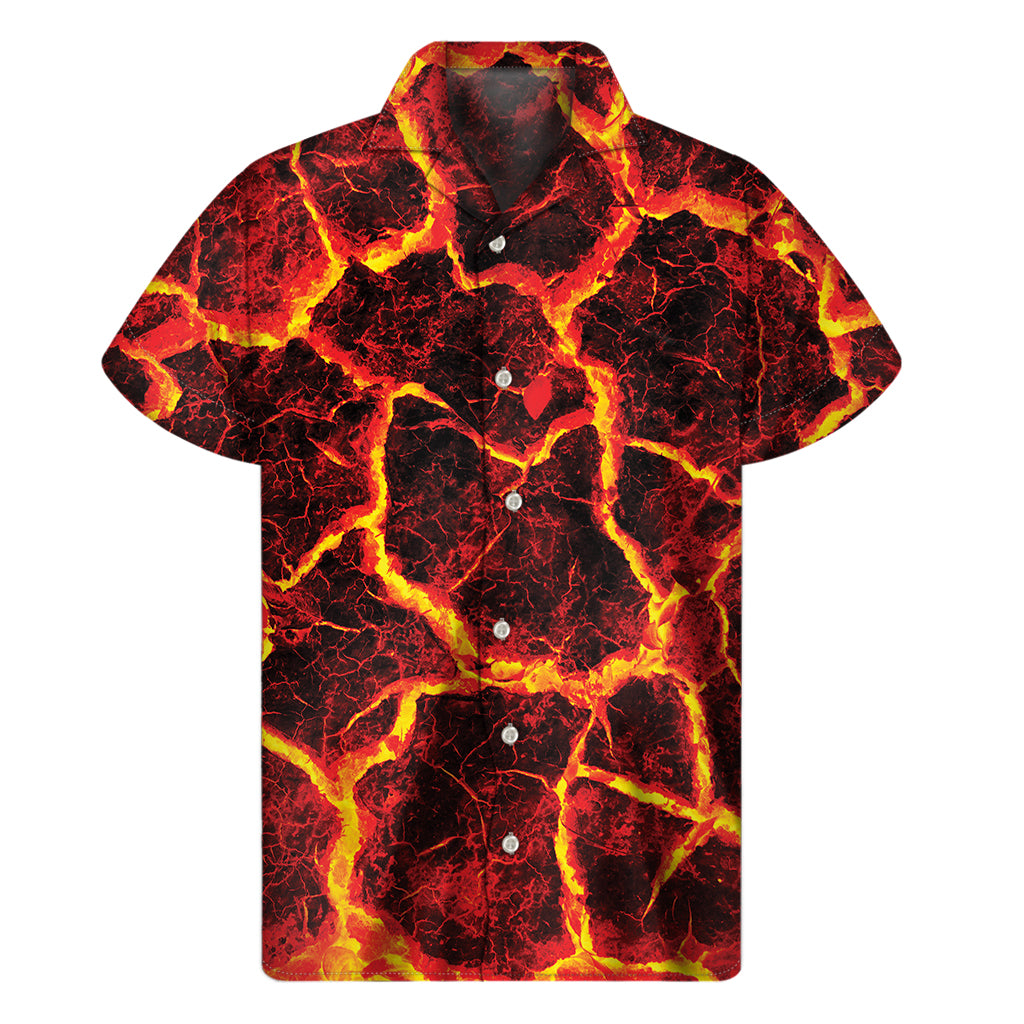 Red Lava Print Men's Short Sleeve Shirt