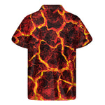 Red Lava Print Men's Short Sleeve Shirt