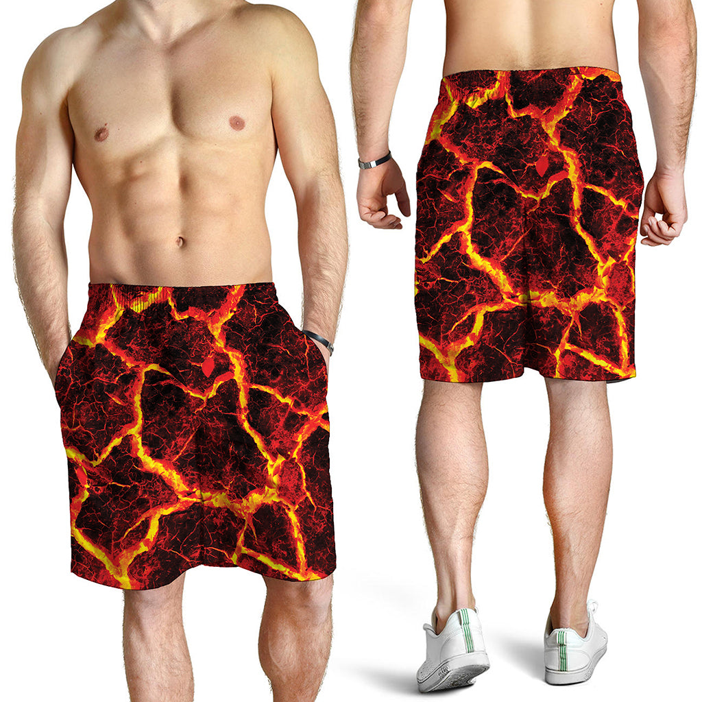 Red Lava Print Men's Shorts