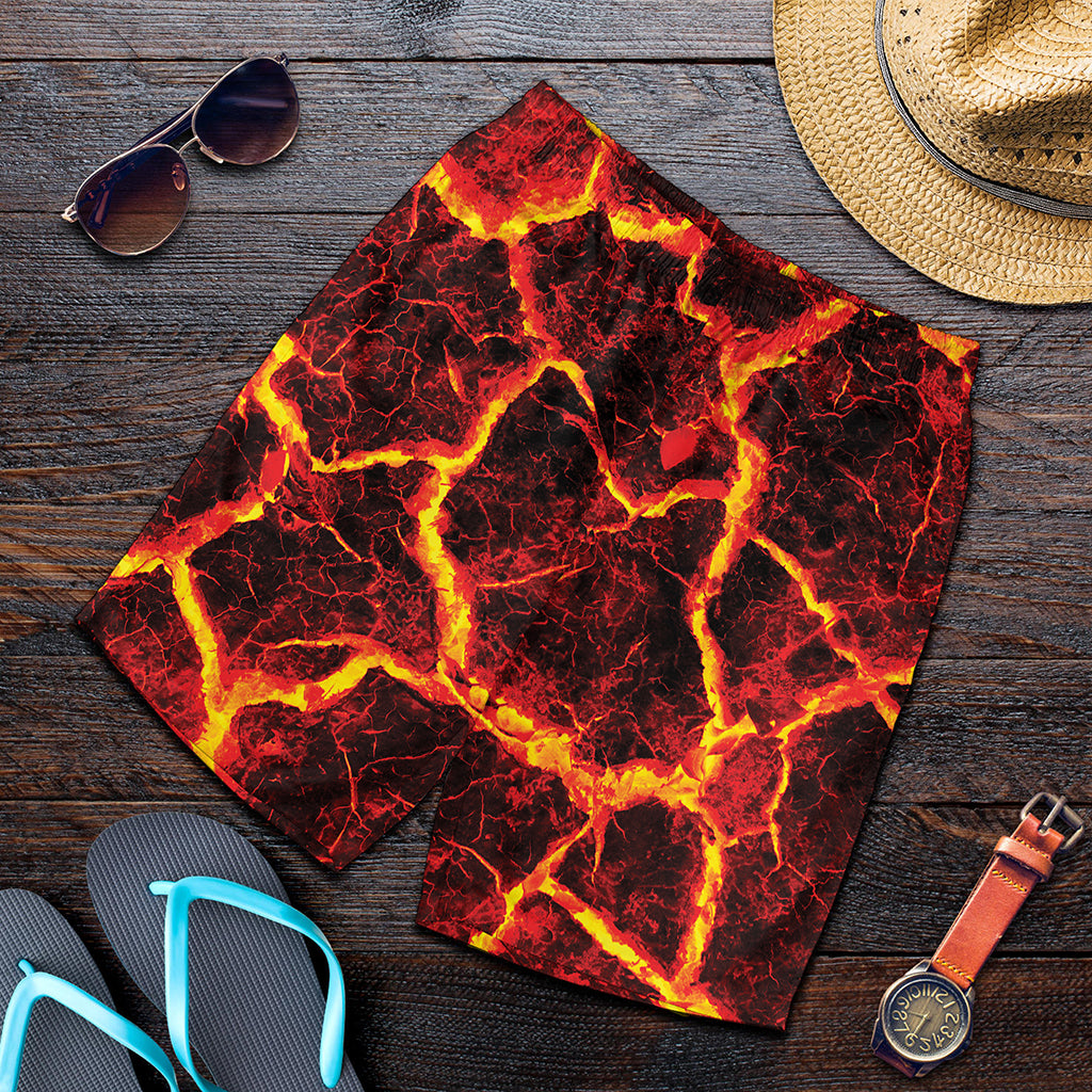 Red Lava Print Men's Shorts