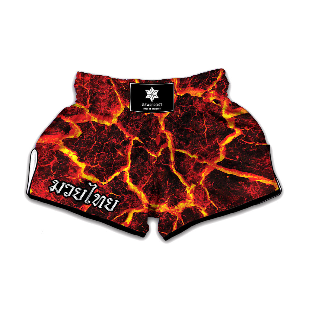 Red Lava Print Muay Thai Boxing Shorts