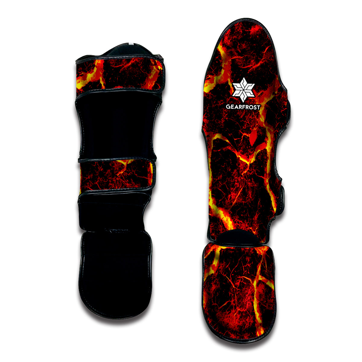 Red Lava Print Muay Thai Shin Guard