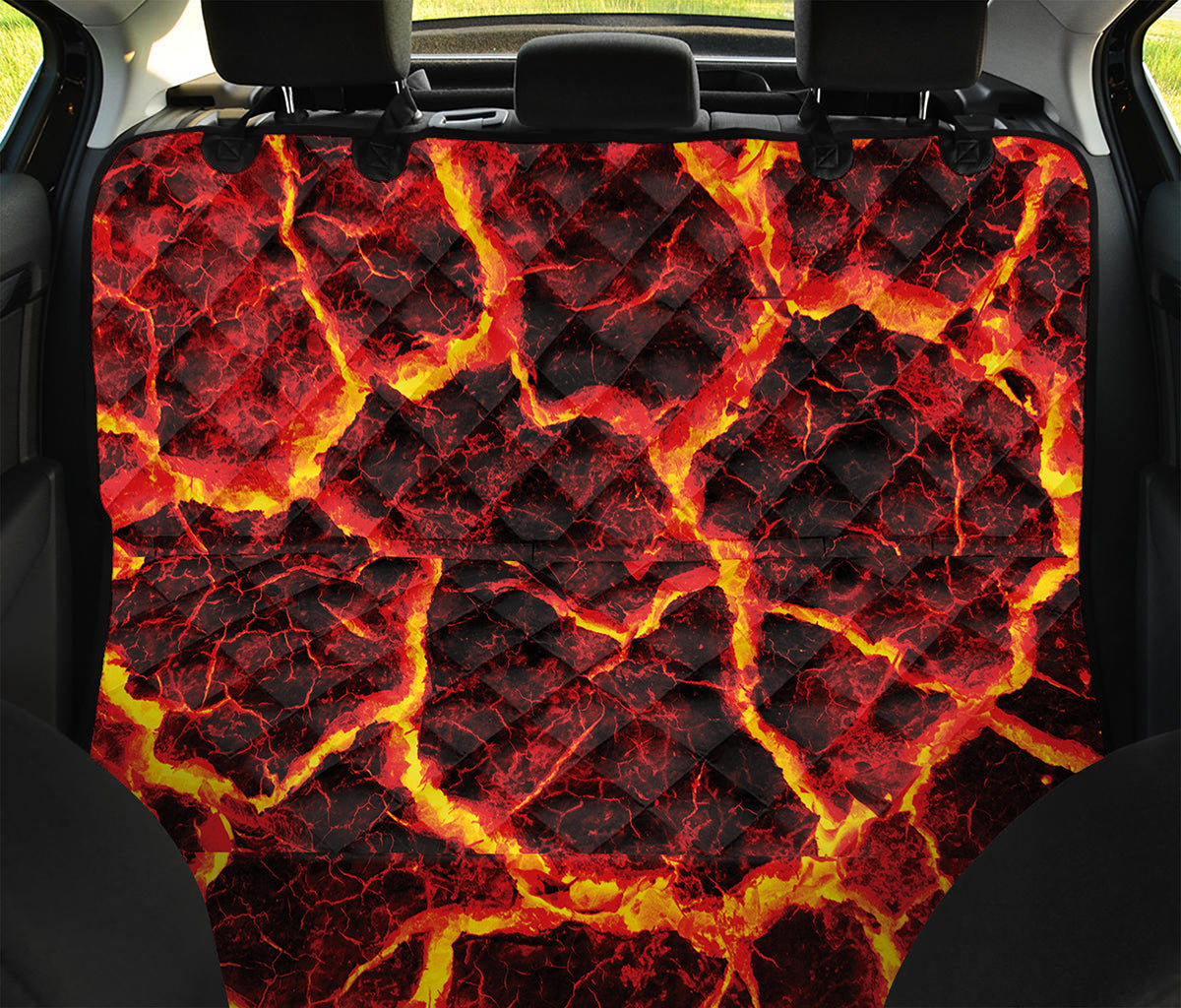 Red Lava Print Pet Car Back Seat Cover