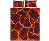 Red Lava Print Quilt Bed Set