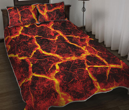 Red Lava Print Quilt Bed Set
