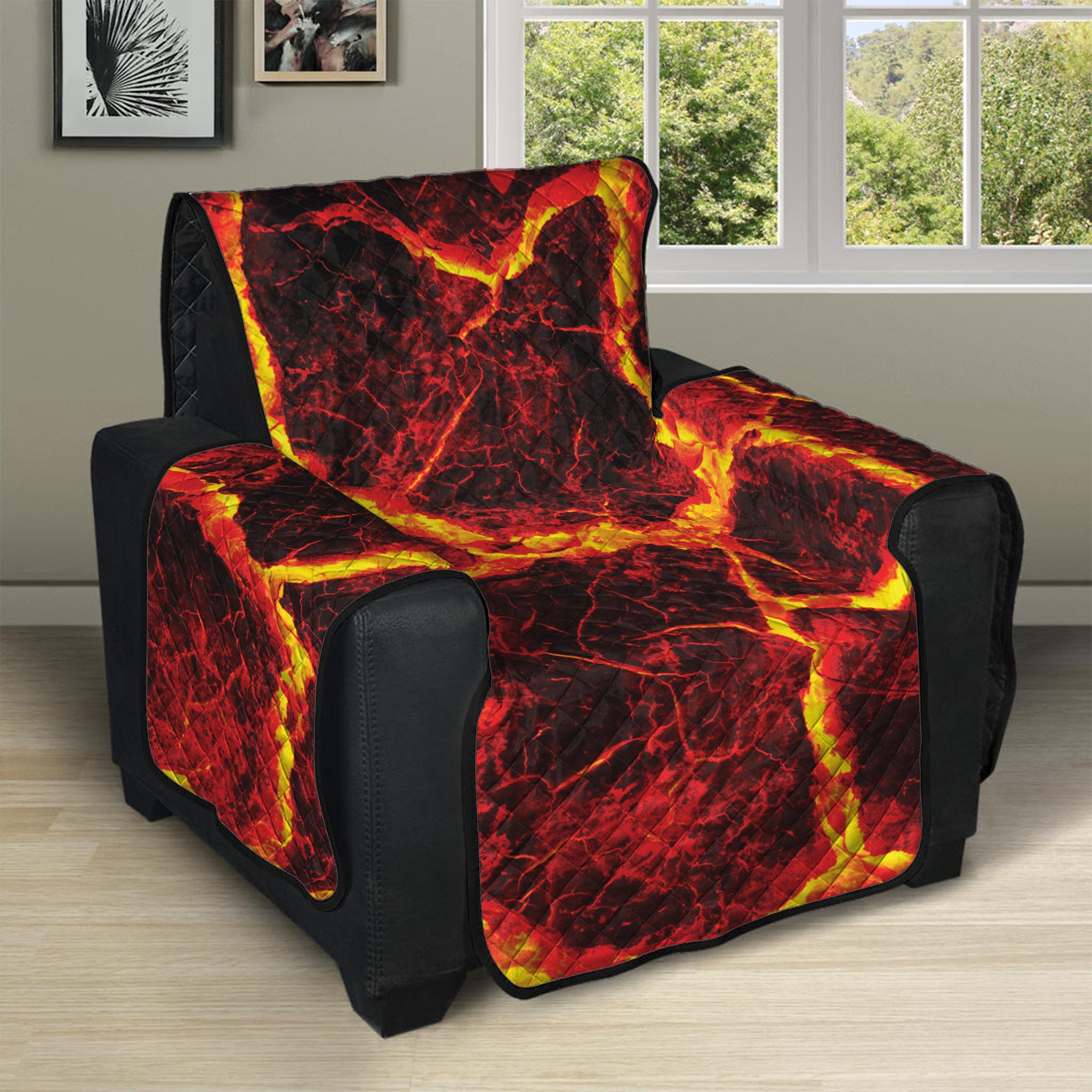 Red Lava Print Recliner Protector