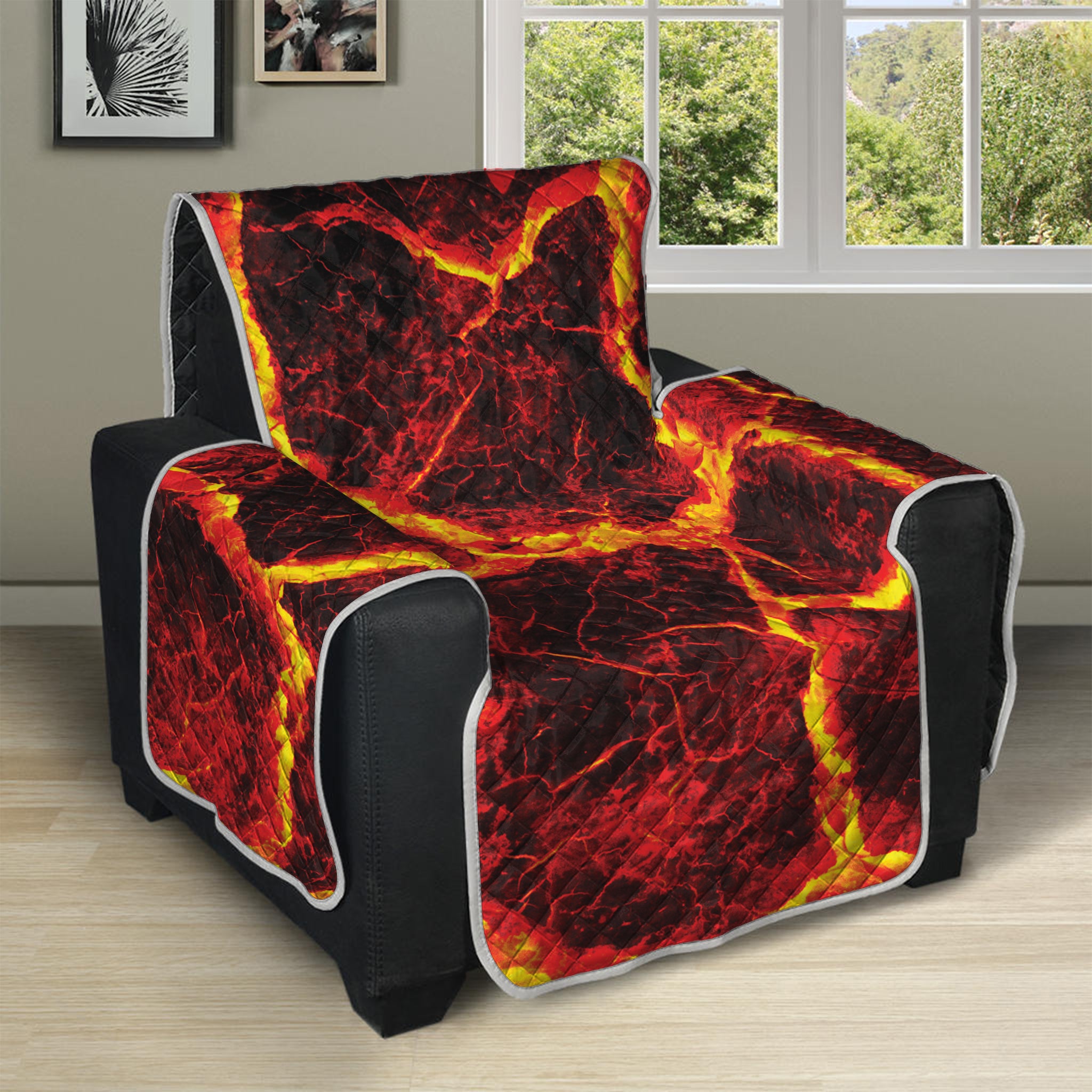 Red Lava Print Recliner Protector