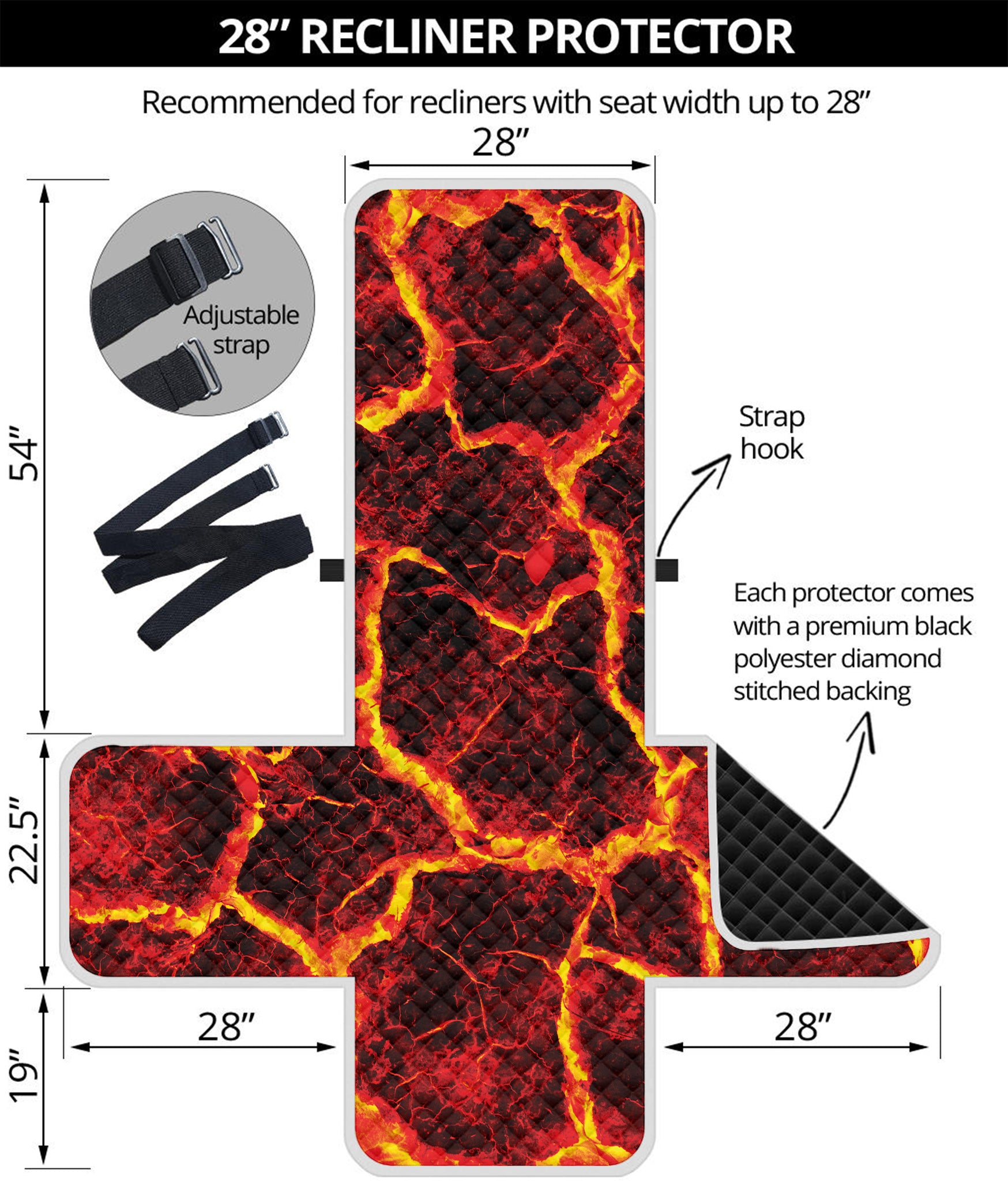 Red Lava Print Recliner Protector