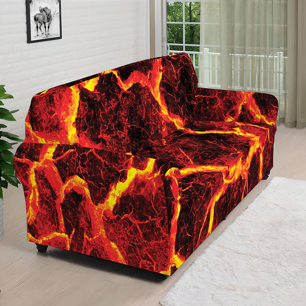 Red Lava Print Sofa Cover