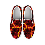 Red Lava Print White Slip On Shoes