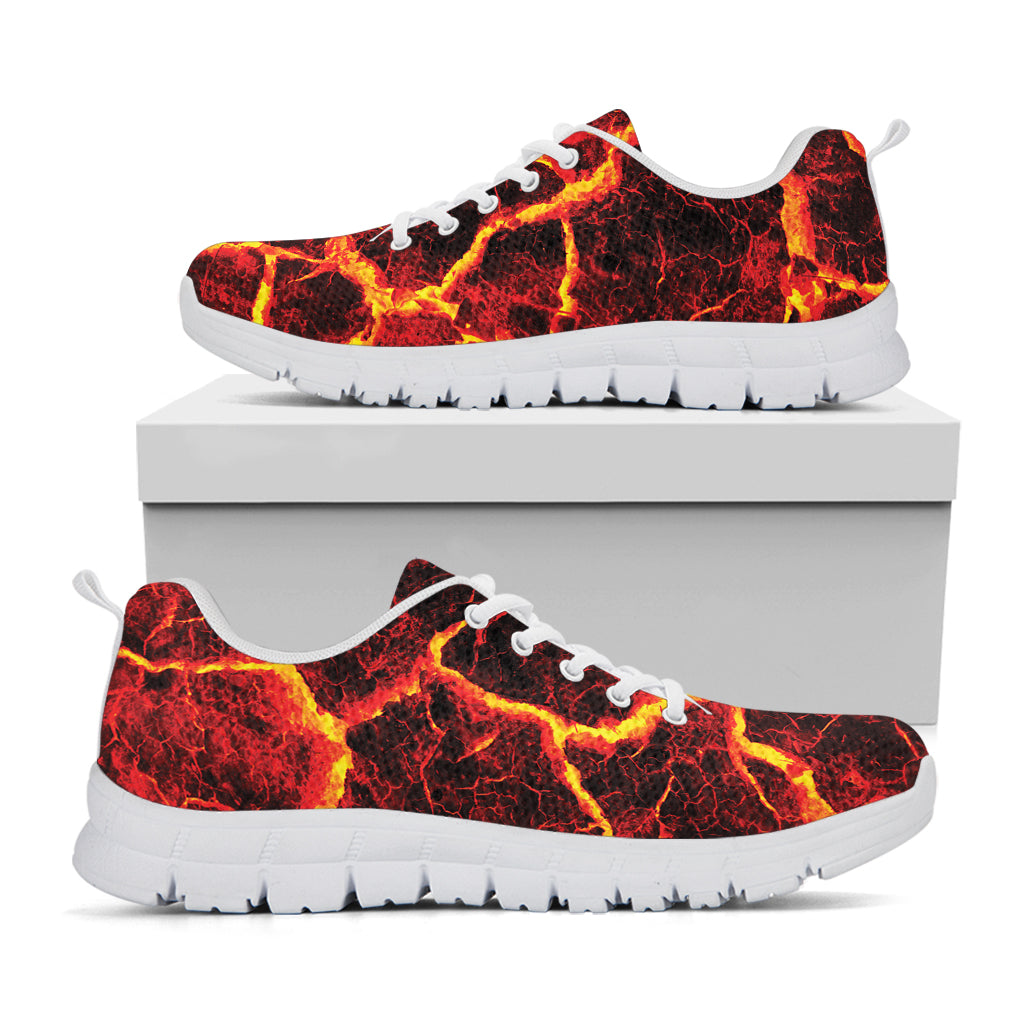 Red Lava Print White Sneakers