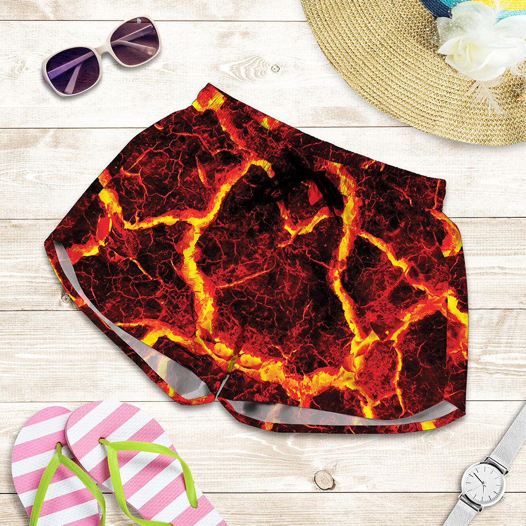 Red Lava Print Women's Shorts