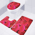 Red Leaf Print 3 Piece Bath Mat Set